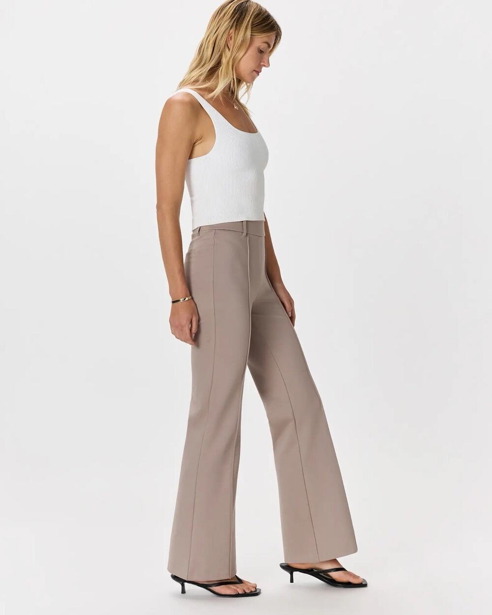 Quince Tan Ponte Flare Pants Regular